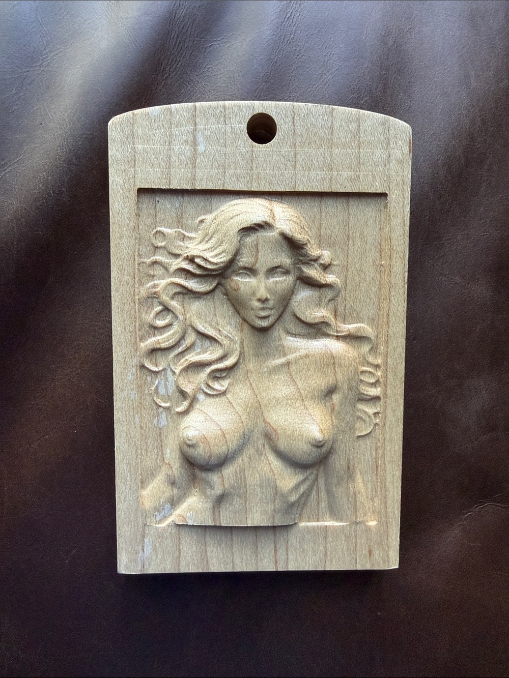 Carved Wooden Female Relief Plaque Natural Wood Maple Car accessories